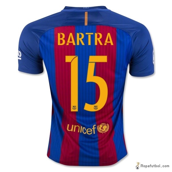 Camiseta Barcelona Replica Primera Ropa Bartra 2016/17 Azul